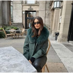 Elegant Single-Breasted Vintage Fur-Trimmed Flight Jacket For Women