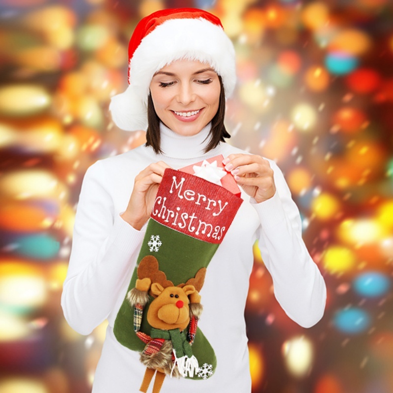 New Year Xmas Big Stockings Set Decorations Christmas 3D Plush Big Sock Christmas Tree Pendant Decorating Supplies - Image 7