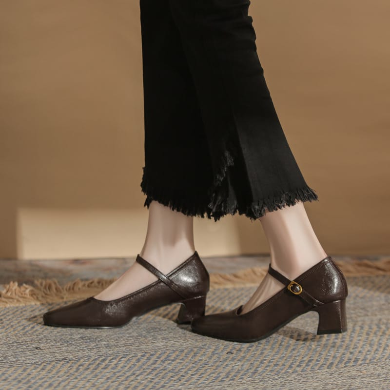 Microfiber Square-toe Chunky-heeled Pumps - Image 9