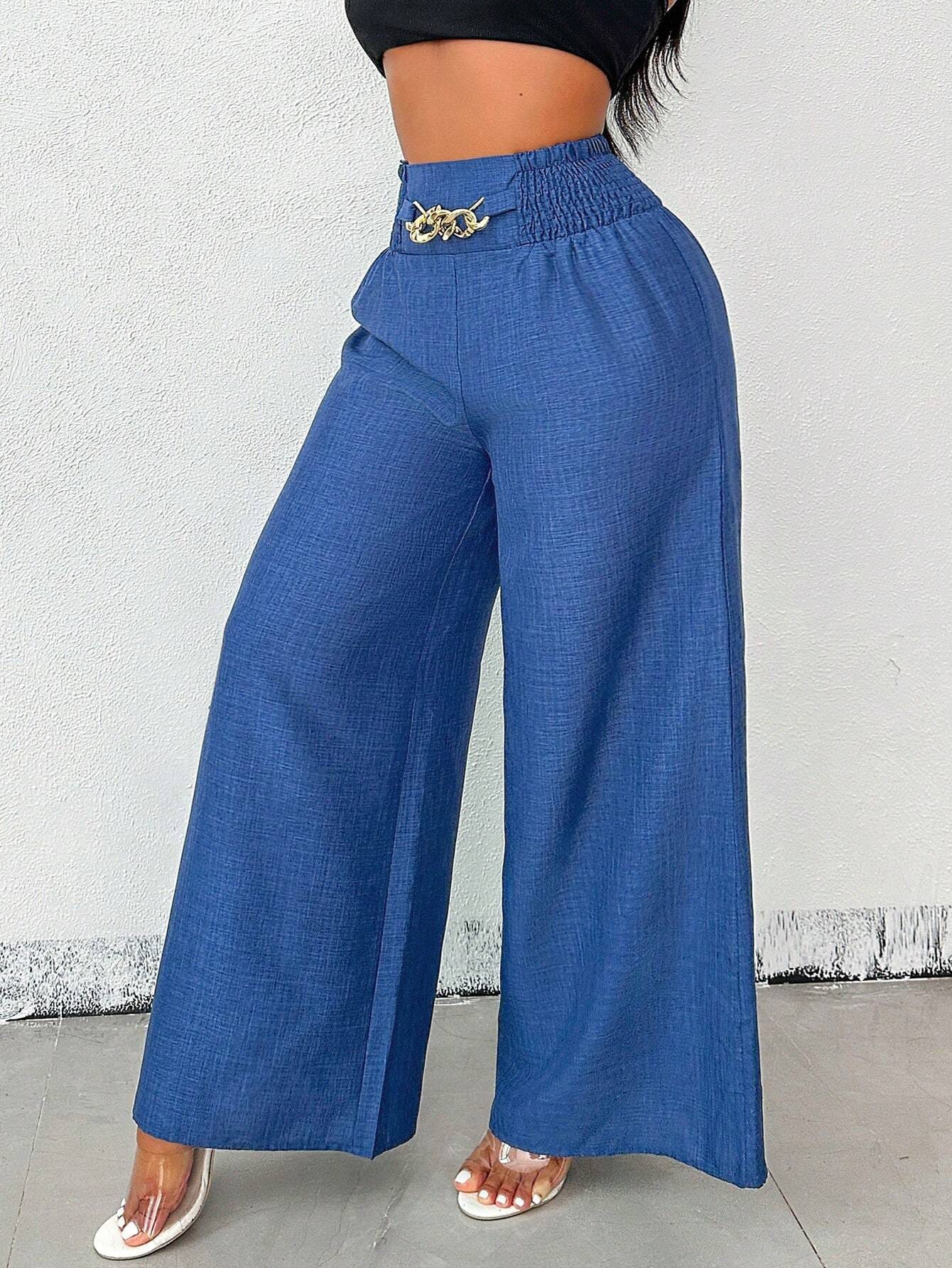 New Womens Fashionable Retro High-Waist Elastic Drapey Wide-Leg Long Pants For Women - Image 9