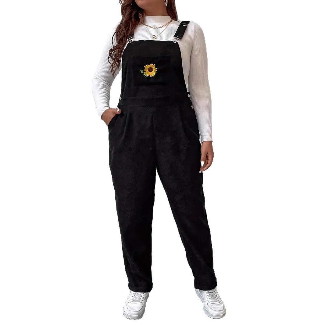 Sunflower Corduroy Suspender Pants European And American Style - Image 3