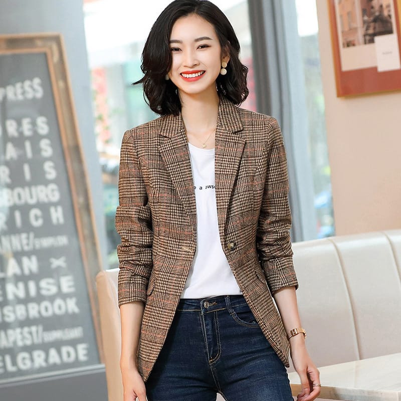Plaid Blazer Womens Korean-style British-style AutumnWinter