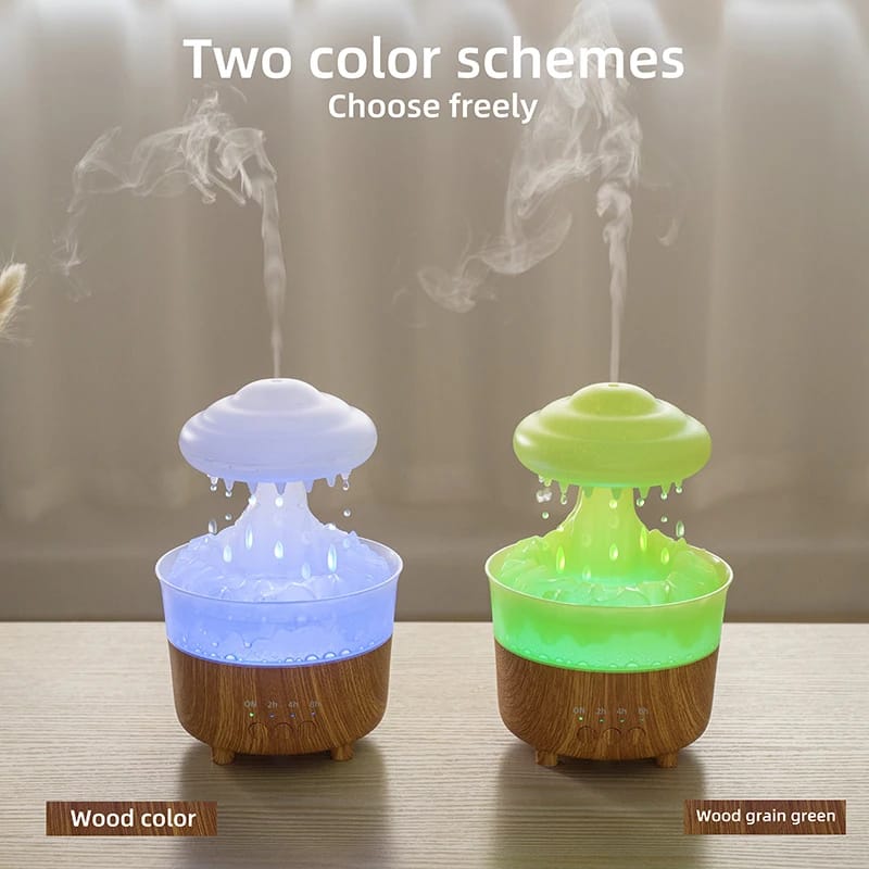 Rain Cloud Night Light Humidifier With Raining Water Drop Sound And 7 Color Led Light Essential Oil Diffuser Aromatherapy - Image 3