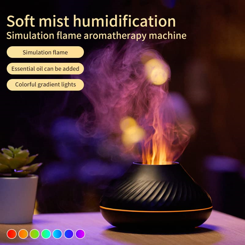 New Volcanic Flame Aroma Diffuser Essential Oil Lamp 130ml USB Portable Air Humidifier With Color Night Light Mist Maker Fogger LED Light - Image 8
