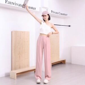 Women's Lightweight High-waisted Loose-fit Ice-silk Wide-leg Pants