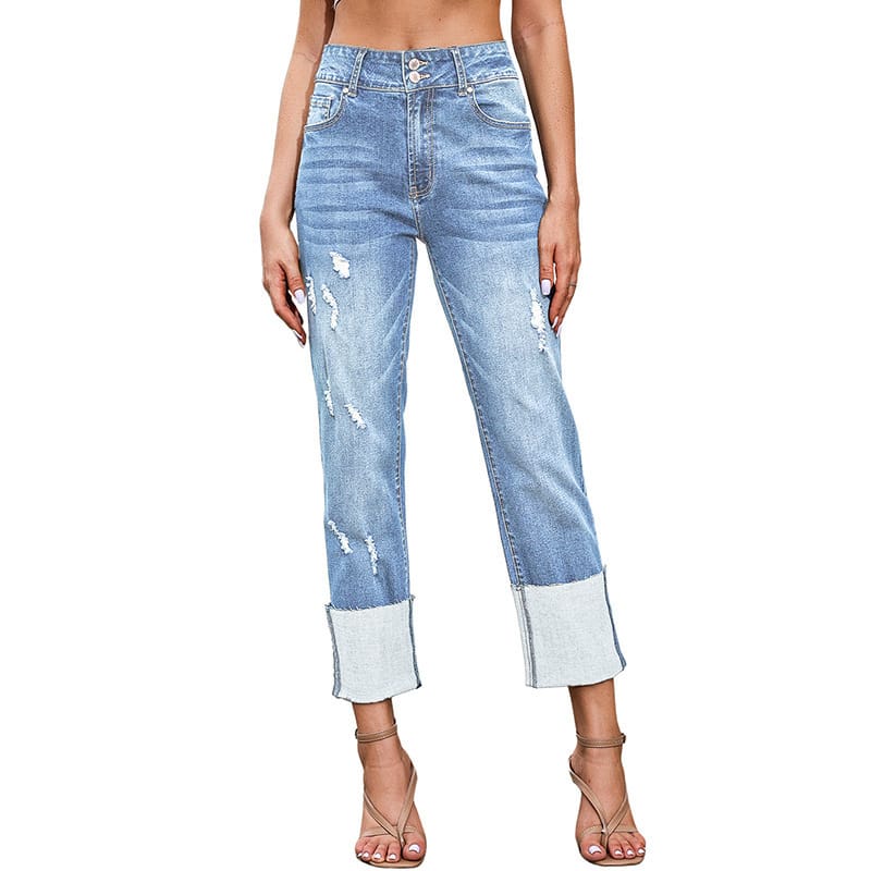 Harun Ankle-bite Ripped Cropped Pants For Women - Image 9