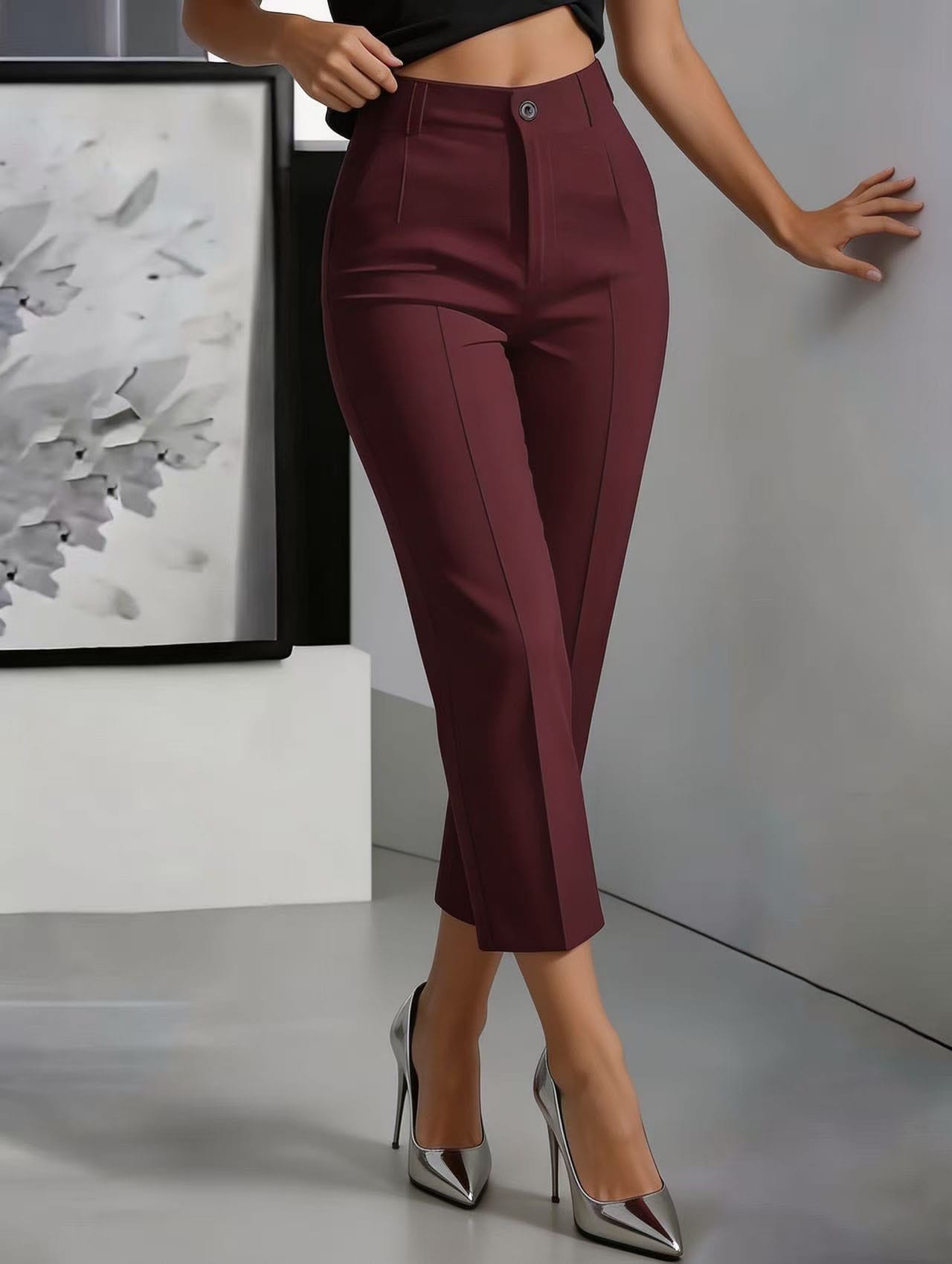 Women's High-Waisted Drapey Straight-Leg Pants - Image 6