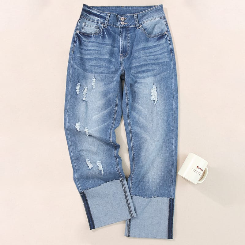 Harun Ankle-bite Ripped Cropped Pants For Women - Image 6