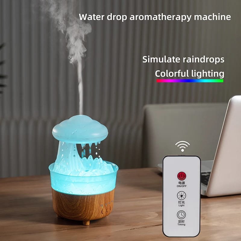 Rain Cloud Night Light Humidifier With Raining Water Drop Sound And 7 Color Led Light Essential Oil Diffuser Aromatherapy - Image 6