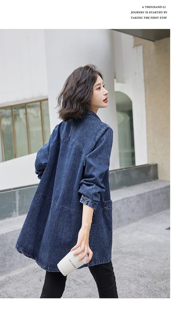 Women's Fashion Plus-Size Loose Denim Jacket - Image 3