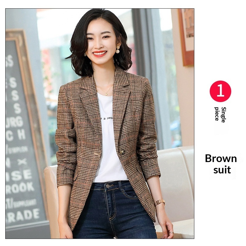 Plaid Blazer Womens Korean-style British-style AutumnWinter - Image 4