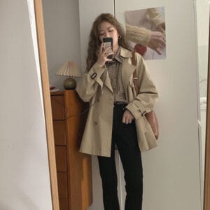 Korean-style Draping Elegant Coat For Women