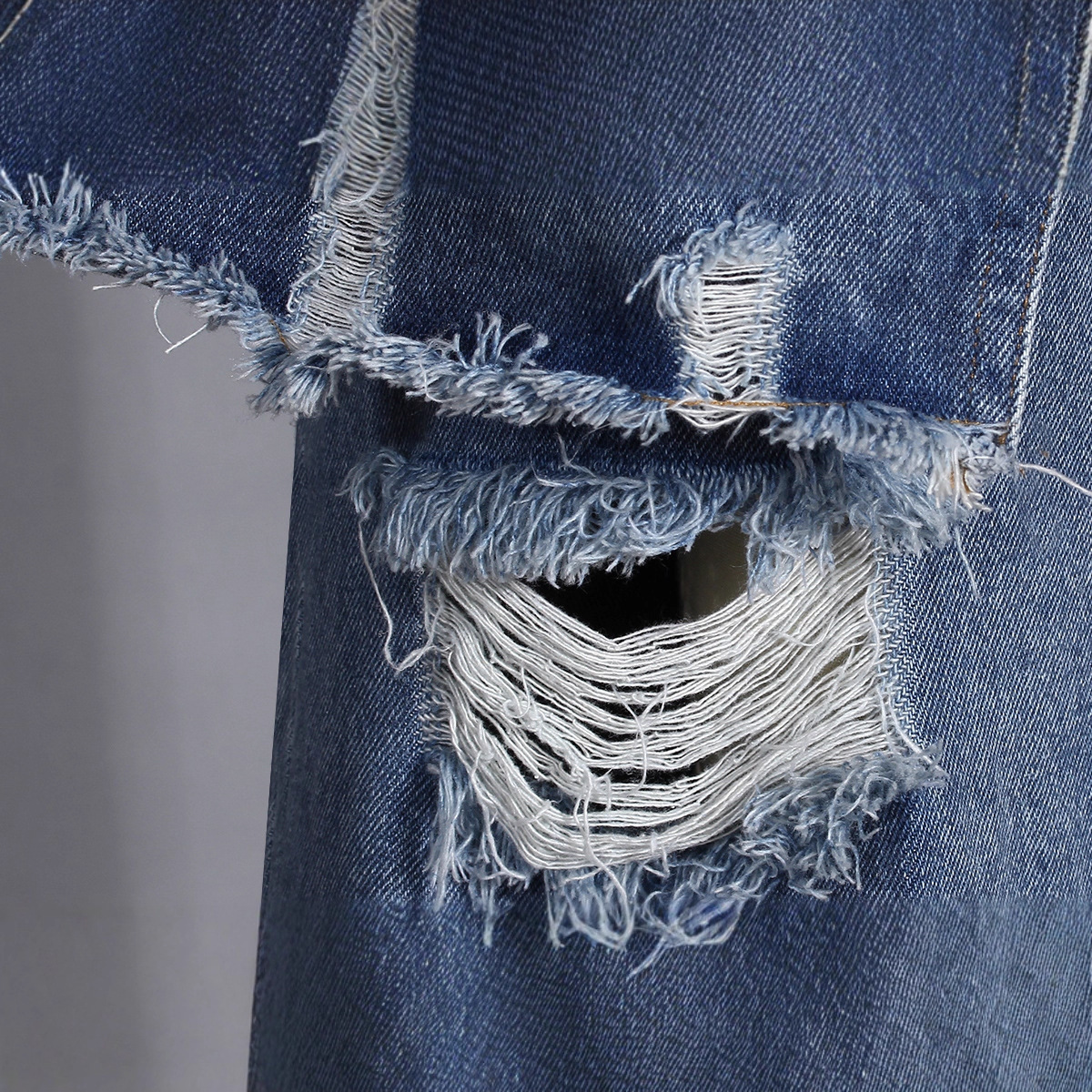 Casual Faux Two-piece Ripped Jeans - Image 10