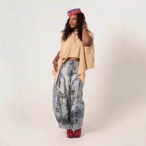 Wide-leg Boot-cut Stone-washed Jeans