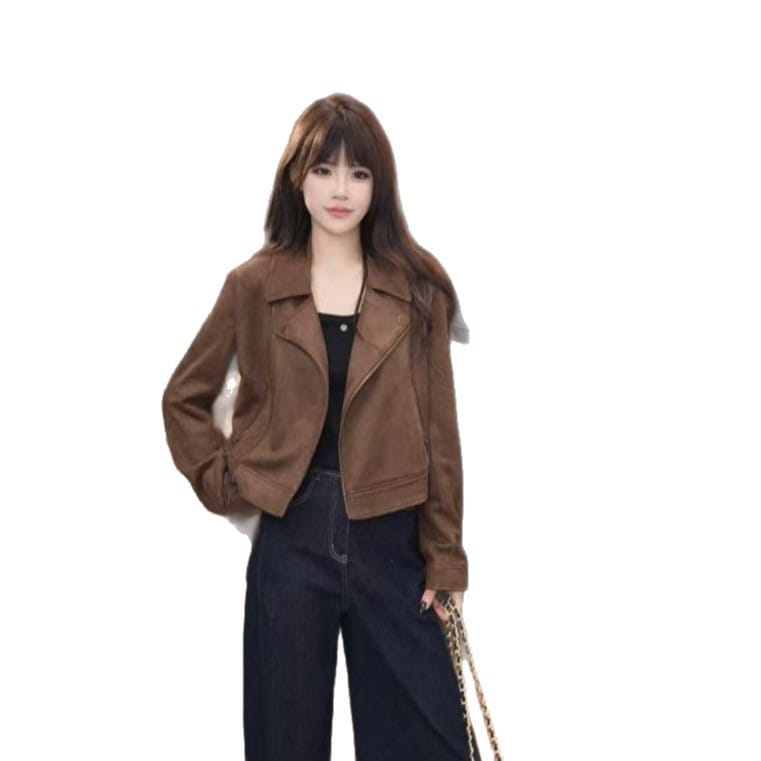American-style Vintage Suede Short Coat For Women - Image 4