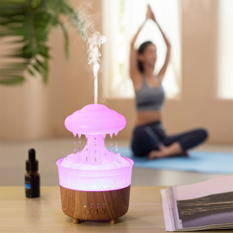 Rain Cloud Night Light Humidifier With Raining Water Drop Sound And 7 Color Led Light Essential Oil Diffuser Aromatherapy - Image 5