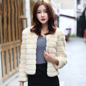 AutumnWinter Short Rabbit Fur Coat