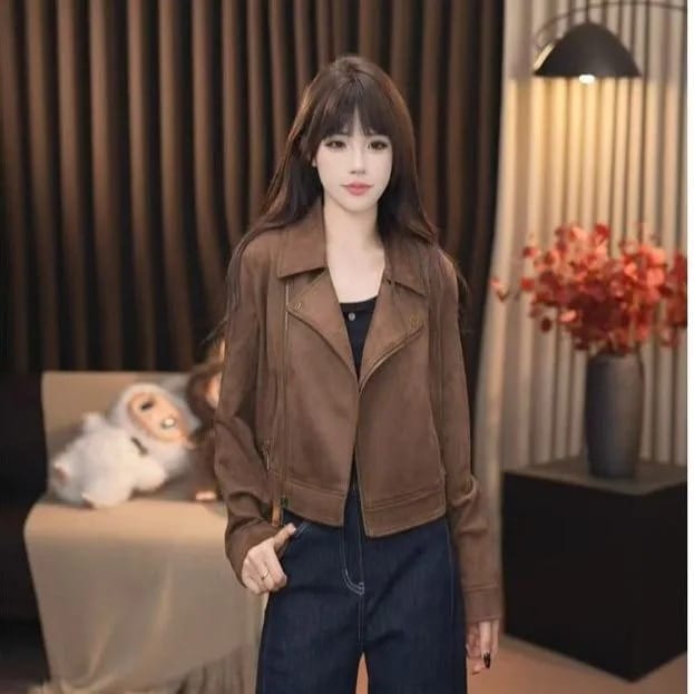 American-style Vintage Suede Short Coat For Women - Image 3