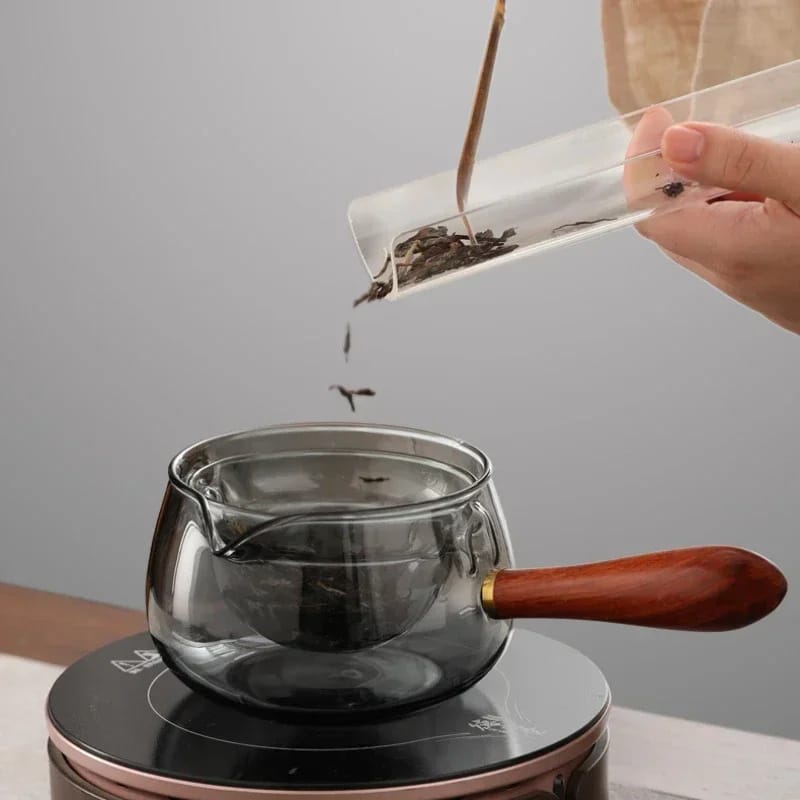 Semi-automatic Rotary Heat-resistant Glass Teapot Lazy Tea Making With Infuser And Wooden Handle Office Home Accessories Kitchen Gadgets - Image 8