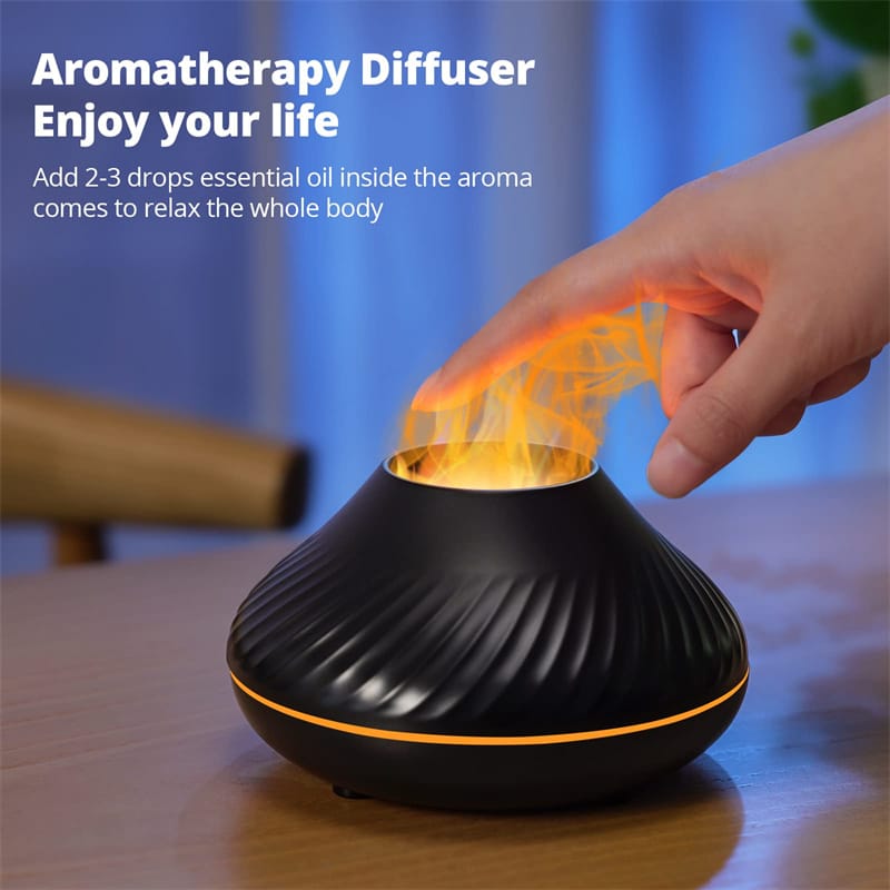 New Volcanic Flame Aroma Diffuser Essential Oil Lamp 130ml USB Portable Air Humidifier With Color Night Light Mist Maker Fogger LED Light - Image 2