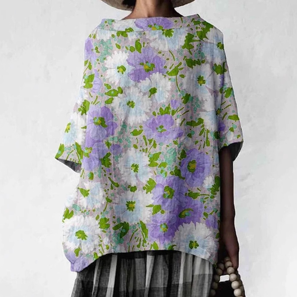 Oversized Loose-fit T-shirt With A Large Crew Neck Womens Clothing - Image 3