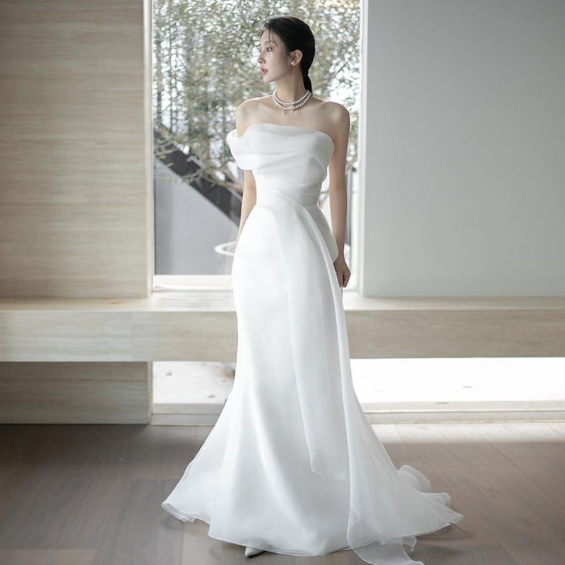 French Off-shoulder Light Wedding Dress Bride - Image 2
