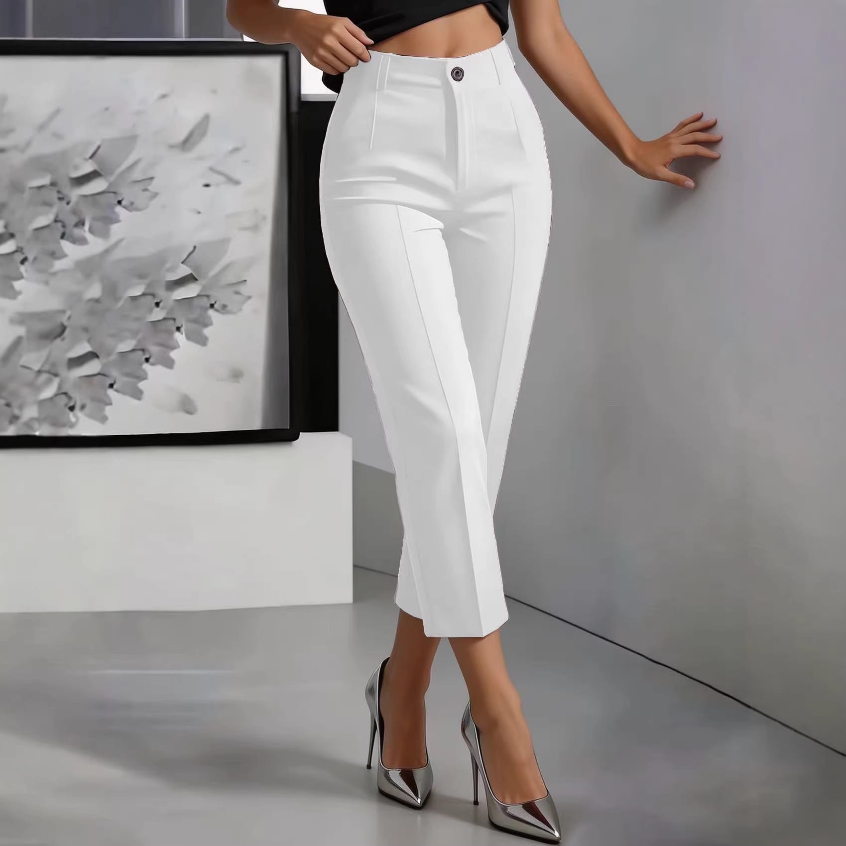 Women's High-Waisted Drapey Straight-Leg Pants - Image 8