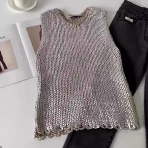 Women's Crew-Neck Sleeveless Knitted Vest