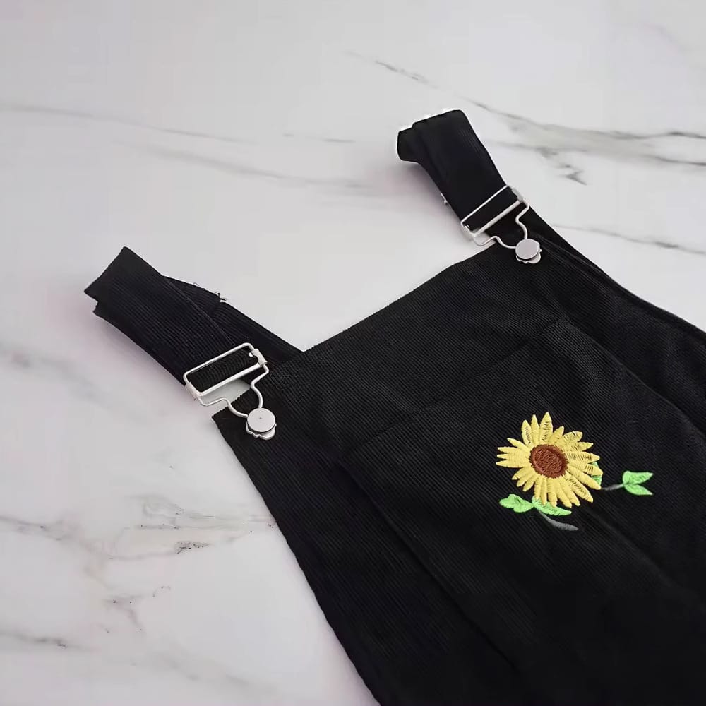 Sunflower Corduroy Suspender Pants European And American Style - Image 5