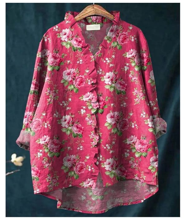 Loose-fitting Printed Casual Women's Shirt - Image 3